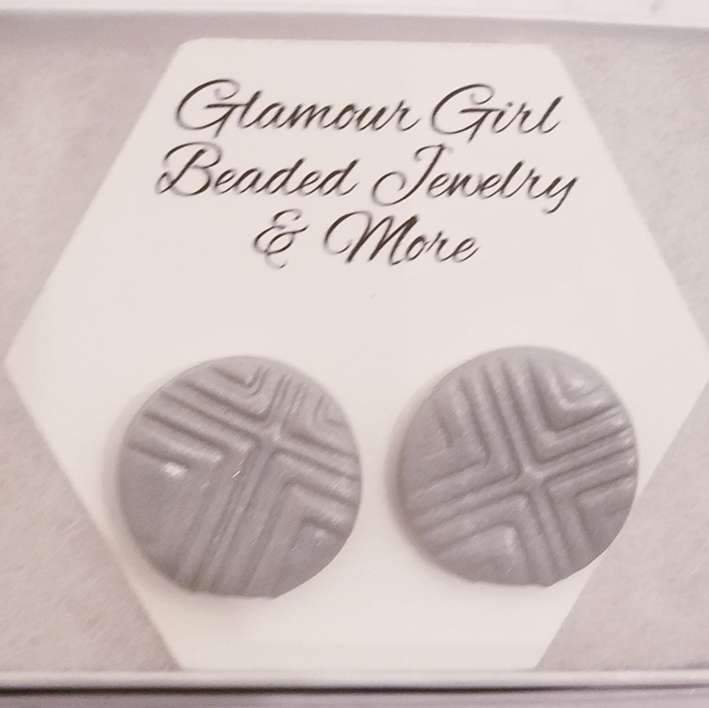 Gray print earrings